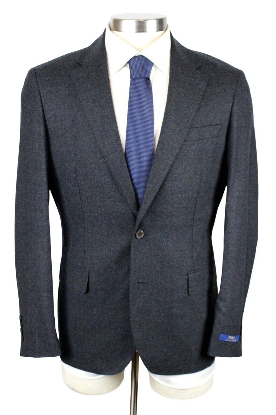 $498 Polo Ralph Lauren Jacket 44 R Men's Grey Wool Modern Fit Sport Coat Blazer